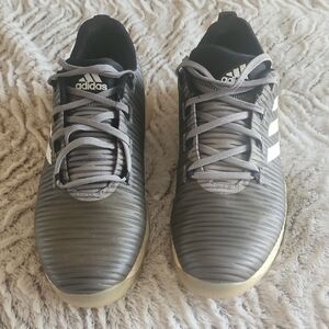Adidas Gray, White Stripe Spikeless Golf Shoes Size 8.5